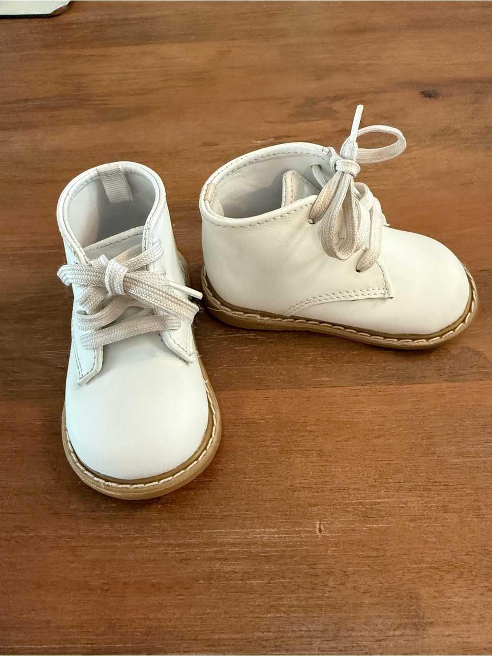White Baby Lace-Up Ankle Boots